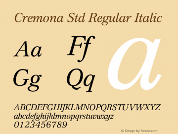 Cremona Std Italic Version 1.000 | web-otf图片样张