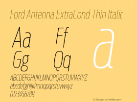 Ford Antenna ExtraCond Thin Italic Version 1.0图片样张