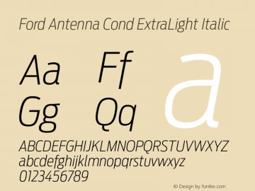 Ford Antenna Cond ExtraLight Italic Version 1.0图片样张