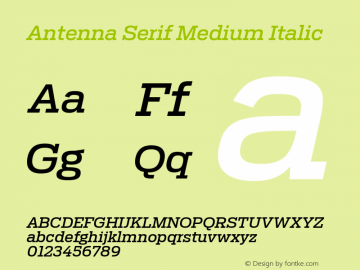 AntennaSerif Medium Italic Version 1.000;PS 1.0;hotconv 1.0.72;makeotf.lib2.5.5900图片样张