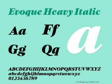 Evoque Heavy Italic Version 1.000;FEAKit 1.0图片样张