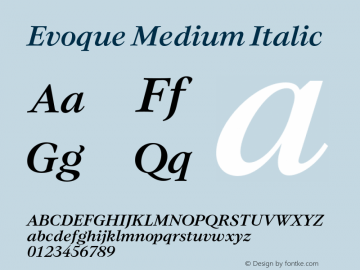 Evoque Medium Italic Version 1.000;FEAKit 1.0图片样张
