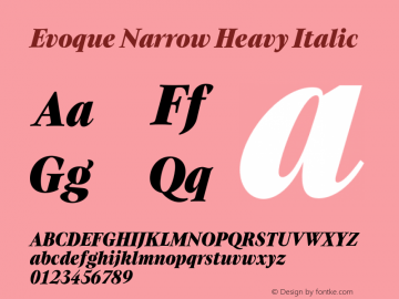 Evoque Narrow Heavy Italic Version 1.000;FEAKit 1.0图片样张