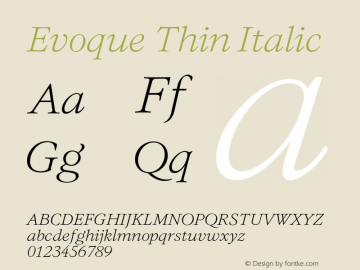 Evoque Thin Italic Version 1.000;FEAKit 1.0图片样张