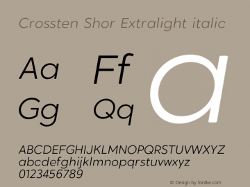 CrosstenShor-Extralightitalic 1.0图片样张