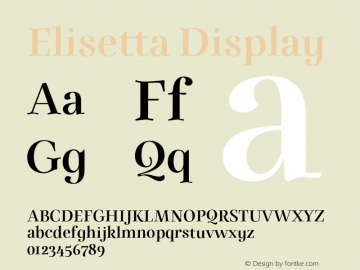 Elisetta Display Version 1.000;PS 001.000;hotconv 1.0.88;makeotf.lib2.5.64775图片样张