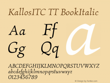 KallosITC TT BookItalic Macromedia Fontographer 4.1.2 5/22/96图片样张