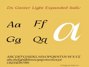 DxGaster-LightExpandedItalic Version 1.000图片样张