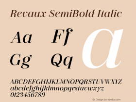 Revaux SemiBold Italic Version 1.000;hotconv 1.0.109;makeotfexe 2.5.65596图片样张