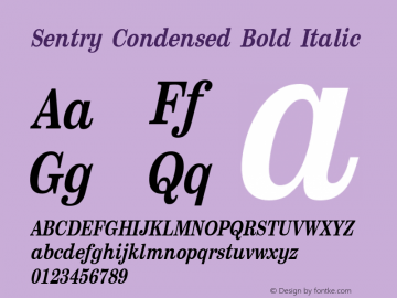 Sentry Condensed Bold Italic Version 1.000 | web-ttf图片样张