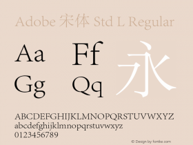 Adobe 宋体 Std L Regular Version 5.002;PS 5.002;hotconv 1.0.49;makeotf.lib2.0.15106图片样张