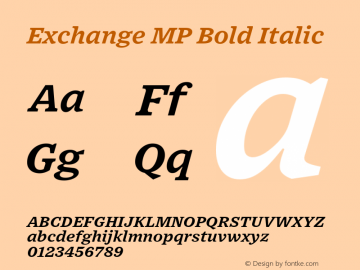 Exchange MP Bold Italic Version 1.001;PS 0.001;hotconv 16.6.51;makeotf.lib2.5.65220图片样张
