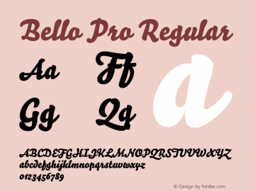 Bello Pro Regular Version 1.111;PS 001.010;hotconv 1.0.38图片样张