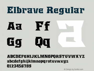 Elbrave Version 1.00;September 9, 2021;FontCreator 11.5.0.2422 64-bit图片样张