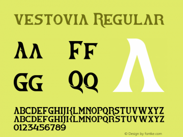 vestovia Version 1.00;November 27, 2021;FontCreator 13.0.0.2680 64-bit图片样张