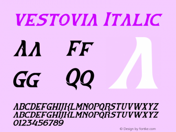 vestovia Italic Version 1.00;November 27, 2021;FontCreator 13.0.0.2680 64-bit图片样张