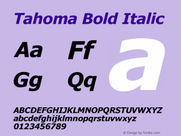 Tahoma Bold Italic Version 1.000 | web-ttf图片样张