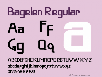 Bagelen Version 1.00;September 18, 2021;FontCreator 11.5.0.2430 64-bit图片样张