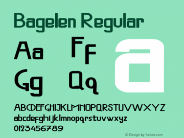 Bagelen Version 1.00;September 18, 2021;FontCreator 11.5.0.2430 64-bit图片样张