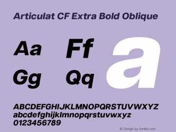 Articulat CF Extra Bold Oblique Version 3.200;FEAKit 1.0图片样张