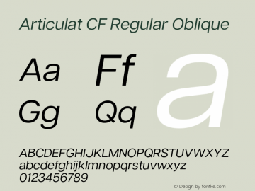 Articulat CF Regular Oblique Version 3.200;FEAKit 1.0图片样张