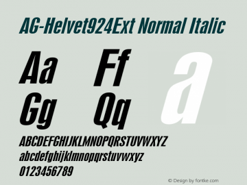 AG-Helvet924Ext Normal Italic 1.0 Thu Sep 15 07:57:33 1994图片样张
