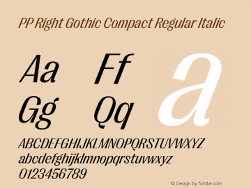 PP Right Gothic Compact Regular Italic Version 1.000图片样张