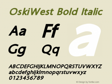 OskiWest Bold Italic Version 1.000 2003 initial release Font Sample