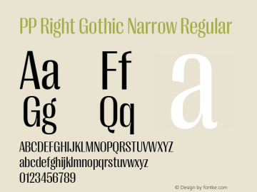 PP Right Gothic Narrow Regular Version 1.000图片样张