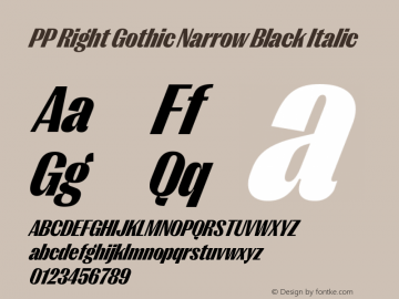 PP Right Gothic Narrow Black Italic Version 1.000图片样张
