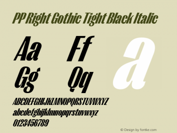 PP Right Gothic Tight Black Italic Version 1.000图片样张