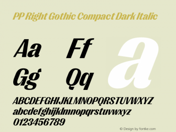 PP Right Gothic Compact Dark Italic Version 1.000图片样张