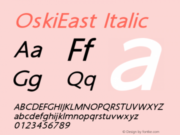 OskiEast Italic Version 1.000 2003 initial release图片样张