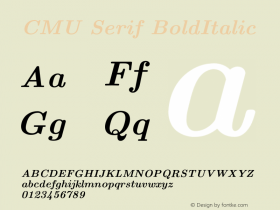 CMU Serif BoldItalic Version 0.4.1图片样张