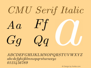 CMU Serif Italic Version 0.6.1 Font Sample