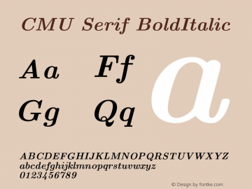CMU Serif BoldItalic Version 0.6.2 Font Sample
