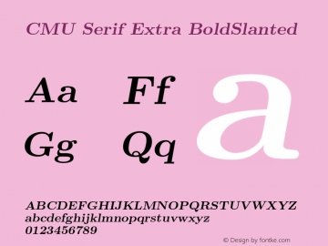 CMU Serif Extra BoldSlanted Version 0.2.1 Font Sample