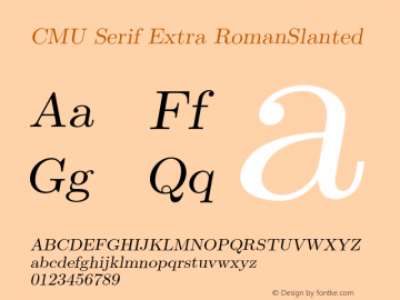 CMU Serif Extra RomanSlanted Version 0.2.2 Font Sample