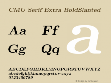 CMU Serif Extra BoldSlanted Version 0.3.0 Font Sample