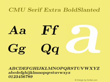 CMU Serif Extra BoldSlanted Version 0.3.1 Font Sample