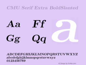 CMU Serif Extra BoldSlanted Version 0.3.2 Font Sample