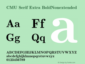 CMU Serif Extra BoldNonextended Version 0.4.0 Font Sample