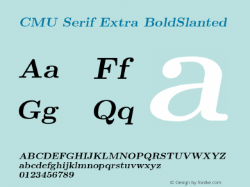 CMU Serif Extra BoldSlanted Version 0.4.0 Font Sample