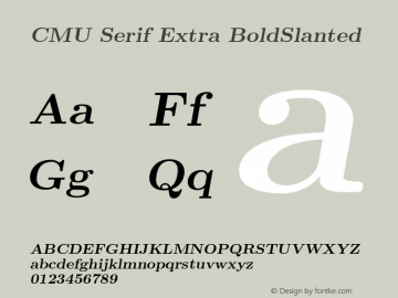 CMU Serif Extra BoldSlanted Version 0.4.2 Font Sample
