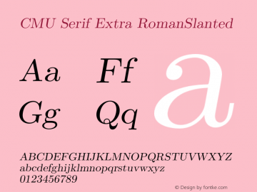 CMU Serif Extra RomanSlanted Version 0.4.3 Font Sample