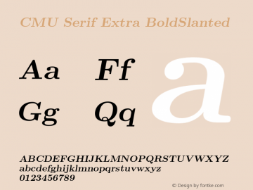 CMU Serif Extra BoldSlanted Version 0.4.3 Font Sample