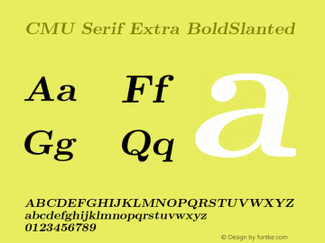 CMU Serif Extra BoldSlanted Version 0.6.0 Font Sample
