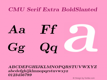 CMU Serif Extra BoldSlanted Version 0.6.1 Font Sample