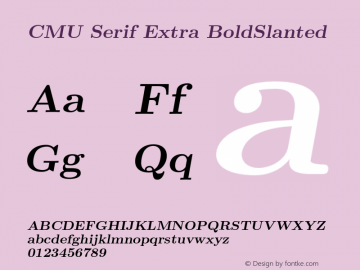 CMU Serif Extra BoldSlanted Version 0.6.2 Font Sample