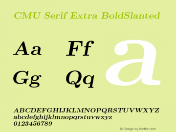 CMU Serif Extra BoldSlanted Version 0.6.3 Font Sample